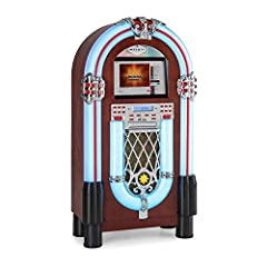 AUNA Graceland Touch - Jukebox, Bluetooth, Lettore CD, Pannello Touch da 12", Wi-Fi, Effetti Luce LED, USB, SD, Ingresso Microfono, Radio FM & Digitale via Internet (WiFi), Marrone, usato usato  Spedito ovunque in Italia 