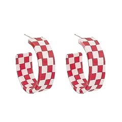 Checkerboard hoop earrings for sale  Delivered anywhere in USA 
