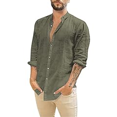 Linen shirts men for sale  Delivered anywhere in UK