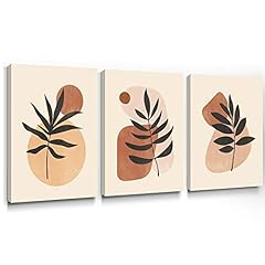 Geeignet Boho Wall Art Mid-Century Modern Decor Abstract Palm Leaf Wall Art Prints Orange Geometric Botanical Picture Home Decor for Bathroom Living Room Bedroom Set of 3,12"x12" for sale  Delivered anywhere in Canada