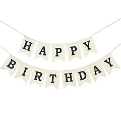 Burlap happy birthday for sale  Delivered anywhere in USA 
