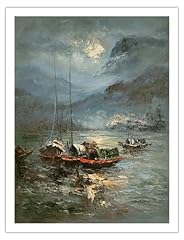 Sailboats moonlit harbor for sale  Delivered anywhere in USA 