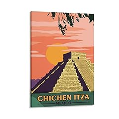 Mexico Chichén-Itzá Pyramid of Castillo Vintage Travel Posters Canvas Wall Art for Home Office Living Room Bedroom 12x18inch(30x45cm) for sale  Delivered anywhere in Canada