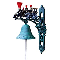 Medieval Steam Train Engine Locomotive Door Bell, Exquisite Painted Cast Iron Bell for Playhouse Outside, Counry Farm Ship Bell, used for sale  Delivered anywhere in Canada