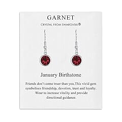 January Birthstone Drop Earrings Created with Garnet, used for sale  Delivered anywhere in UK