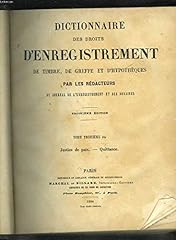 Dictionnaire droits enregistrement d'occasion  Livré partout en France