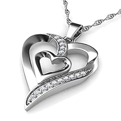 Used, DEPHINI - Heart Necklace - 925 Sterling Silver - Double for sale  Delivered anywhere in UK