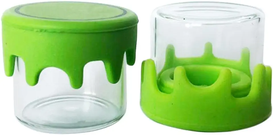 10 Stks Glas 5 ml Potten Met Siliconen Deksel Cover Case Jar Fles Wax Container Keuken Opbergdoos Tabak Kruid Roken Accessoires tweedehands  