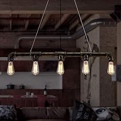 LAKIQ Adjustable 5-Lights Vintage Chandeliers Light Industrial Water Pipe Barn Pendant Light Island Light Fixture, used for sale  Delivered anywhere in Canada