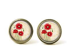 Dandelion Poppies Studs, Red Poppies, Wild Red Flower, Remembrance Poppy,Poppy Jewellery for sale  Delivered anywhere in Canada