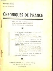 Chroniques annuaire historique d'occasion  Livré partout en France