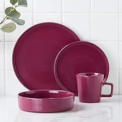 Stone Lain, Cleo Modern Stoneware Collection, Round Dinnerware Set, 16 Pieces for 4, Magenta for sale  Delivered anywhere in Canada
