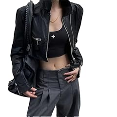Women cropped leather for sale  Delivered anywhere in UK