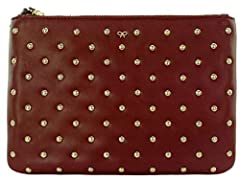 Anya Hindmarch Joss Pouch Clutch Bag Medium Plum Red for sale  Delivered anywhere in UK