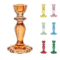 Orange glass candlestick for sale  Delivered anywhere in UK