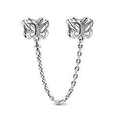 Butterfly Safety Chain Cubic Zirconia Charm 925 Sterling for sale  Delivered anywhere in Canada