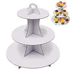 3 Tier Round Cardboard Cupcake Stand,White Cupcake for sale  Delivered anywhere in UK