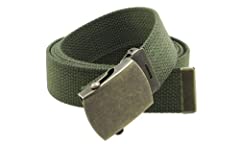 Canvas Web Belt Military Style with Antique Brass Buckle for sale  Delivered anywhere in USA 