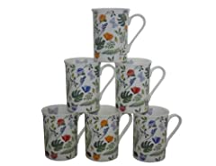 Fine Bone China Set of 6 'Butterfly Garden' Mugs, used for sale  Delivered anywhere in UK