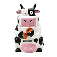 Pacific Giftware Ceramic Cow Cookie Jar Black/White,, used for sale  Delivered anywhere in USA 