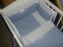 blue gingham cot bedding for sale  Delivered anywhere in UK