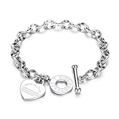 316L Stainless Steel Love Heart Charm Bracelet for, used for sale  Delivered anywhere in USA 