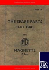 Spare Parts Lists for the MG Magnette for sale  Delivered anywhere in UK