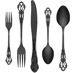 Black silverware set for sale  Delivered anywhere in USA 