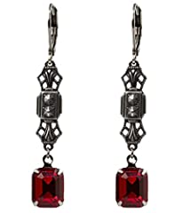 Art Deco, Edwardian style Earrings with Siam Ruby colour for sale  Delivered anywhere in UK