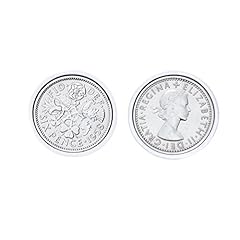 Polished sixpence cufflinks for sale  Delivered anywhere in UK