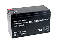 Batteria al piombo Powery (multipower) MP7,2-12B VdS usato  Spedito ovunque in Italia 