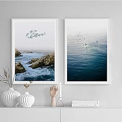 Wall Pictures Bedroom, Sea Waves Landscape Canvas Poster, used for sale  Delivered anywhere in Canada