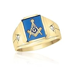 10K Yellow Gold Inlayed Blue Spinal Masonic Ring with for sale  Delivered anywhere in USA 
