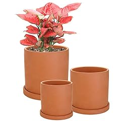 Suwimut 3 Pack Terracotta Pots for Plants, Round Cylinder for sale  Delivered anywhere in UK