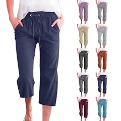 Cropped linen trousers for sale  Delivered anywhere in UK