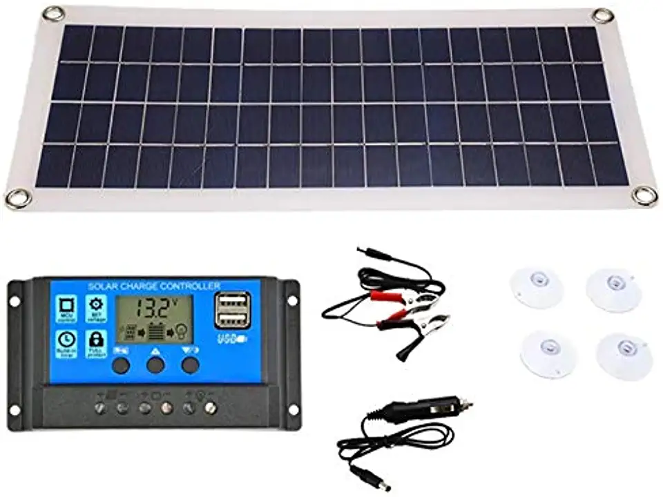 Gebruikt, DUAO 20W Solar Panel Dual USB Output Solar Cells Solar Panel 30A Controller for 12V/24V Battery Power Charger tweedehands  