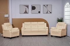 Cream bonded leather for sale  Delivered anywhere in UK