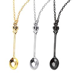 kuou 3Pcs Spoon Necklaces Set, Antique Style Spoon for sale  Delivered anywhere in UK