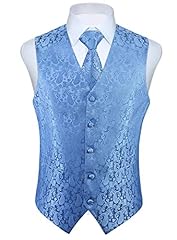 HISDERN Men's Paisley Wedding Party Waistcoat Necktie, used for sale  Delivered anywhere in UK
