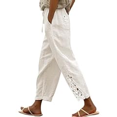 Women linen trousers for sale  Delivered anywhere in UK