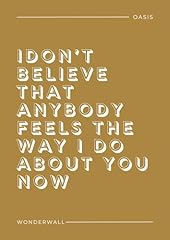 Oasis wonderwall lyric for sale  Delivered anywhere in UK
