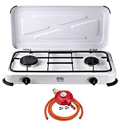 NJ-02 Portable Double Gas Stove 2 Burner Camping White for sale  Delivered anywhere in Ireland