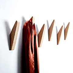 Coat Hooks Oak Wood Wall Hooks, 6 Pack Minimalist Design for sale  Delivered anywhere in UK
