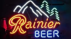 Real Glass Neon Sign Rainier Beer Metal Frame 42X32CM for sale  Delivered anywhere in Canada