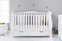 Obaby Stamford Sleigh Luxe Cot Bed - White for sale  Delivered anywhere in UK