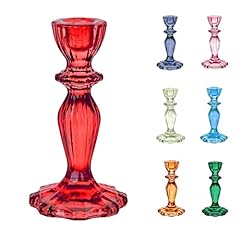 Red glass candlestick for sale  Delivered anywhere in UK