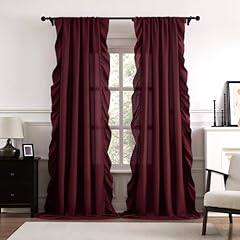 Burgundy ruffle curtains for sale  Delivered anywhere in USA 