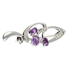 Marcasite & Amethyst Swirl Sterling Silver Brooch - for sale  Delivered anywhere in UK
