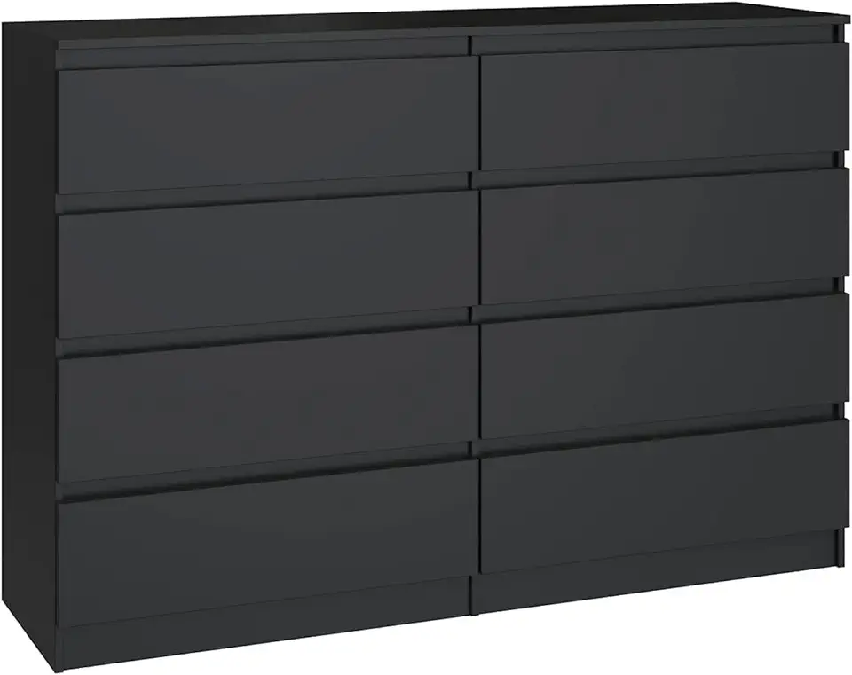 3xeliving Dressoir DEMII met 8 laden in 4 kleurvarianten, 120 cm, zwart tweedehands  