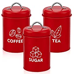 Tea Coffee Sugar Canisters Set of 3, Onader Metal Storage for sale  Delivered anywhere in UK